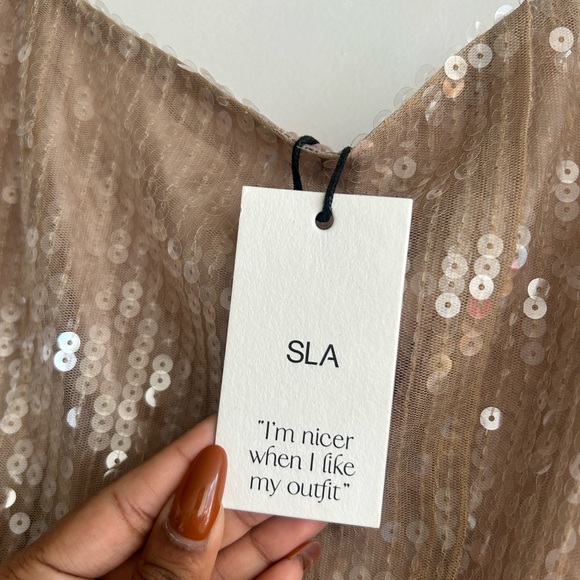 **SOLD** SLA THE LABEL Nude Lyra Sequin Midi Dress NWT - Picture 6 of 7